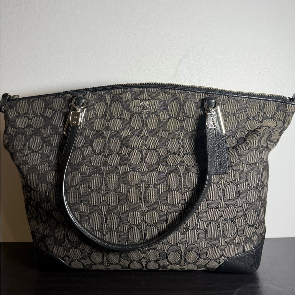 Coach Black Signature Jacquard Tote